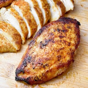 chicken breasts on a cutting board