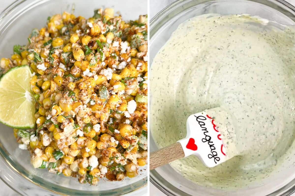 how to make the street corn and creamy jalapeno sauce
