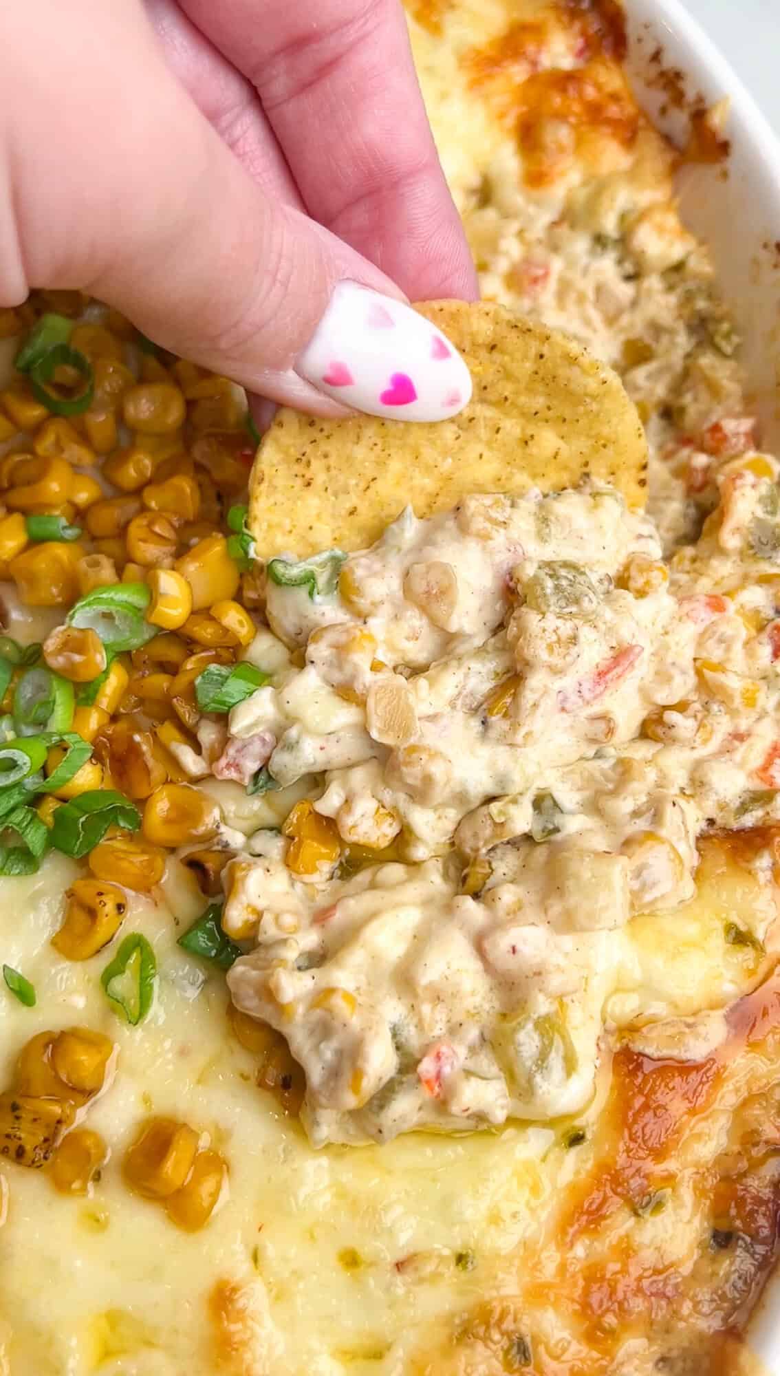 baked corn dip in a casserole dish