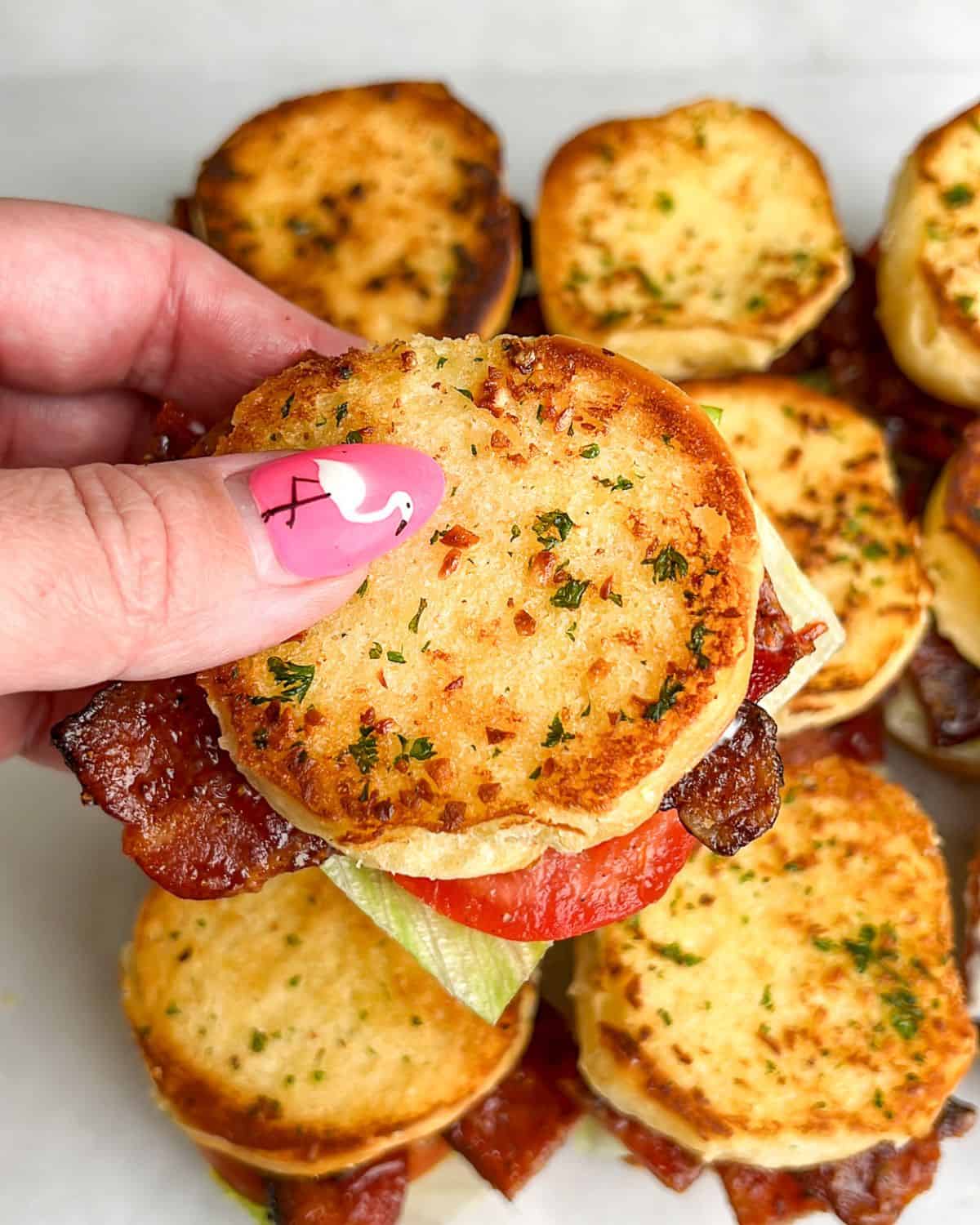 blt sliders with toasted inside out buns
