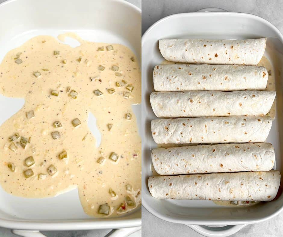 place enchiladas in the pan