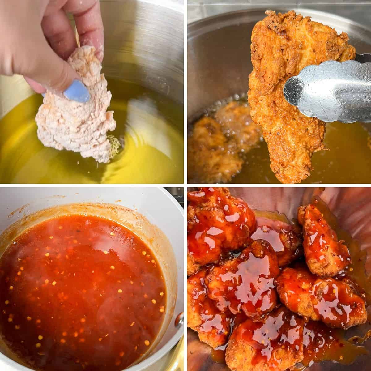 how to fry and glaze hot honey chicken sliders