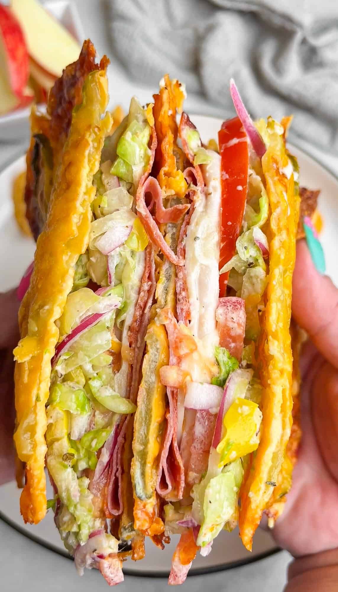 looking into the inside of a pickle sandwich