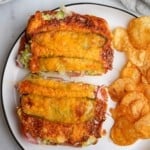 viral pickle sandwich on a plate