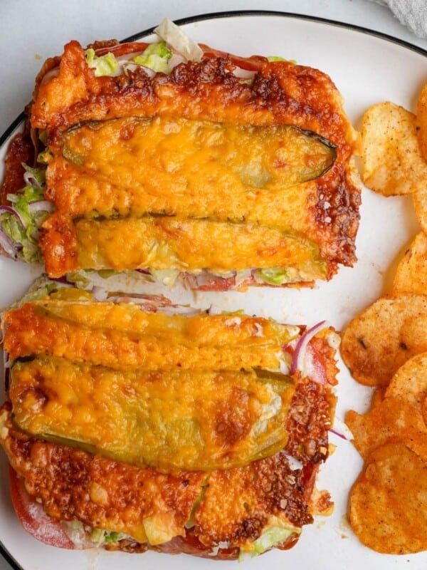 viral pickle sandwich on a plate