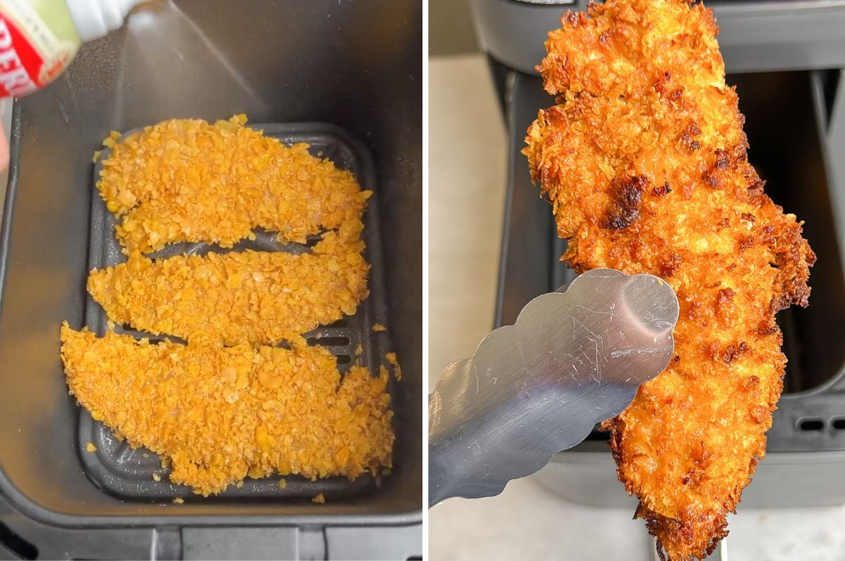 air frying chicken tenders with cornflakes