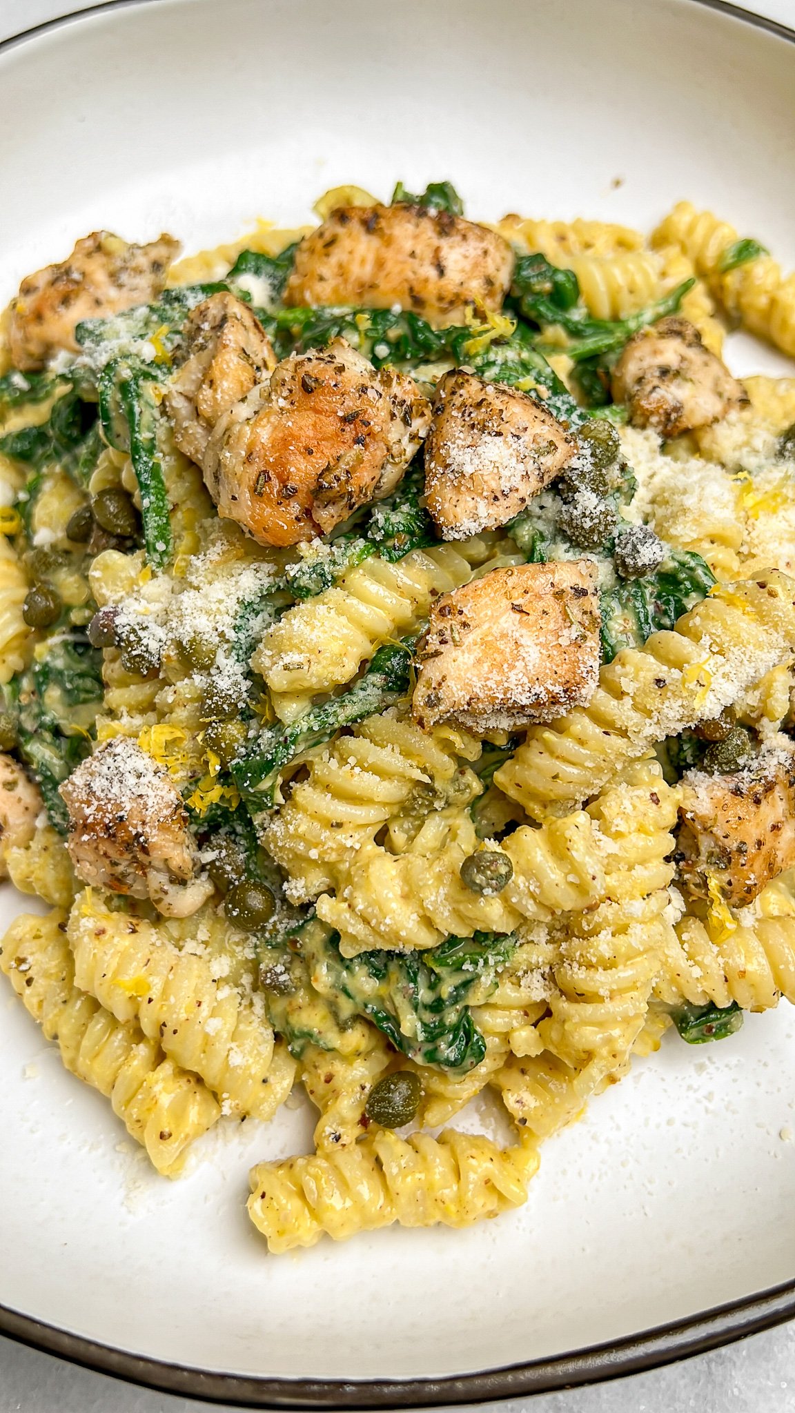 chicken pesto pasta on a plate