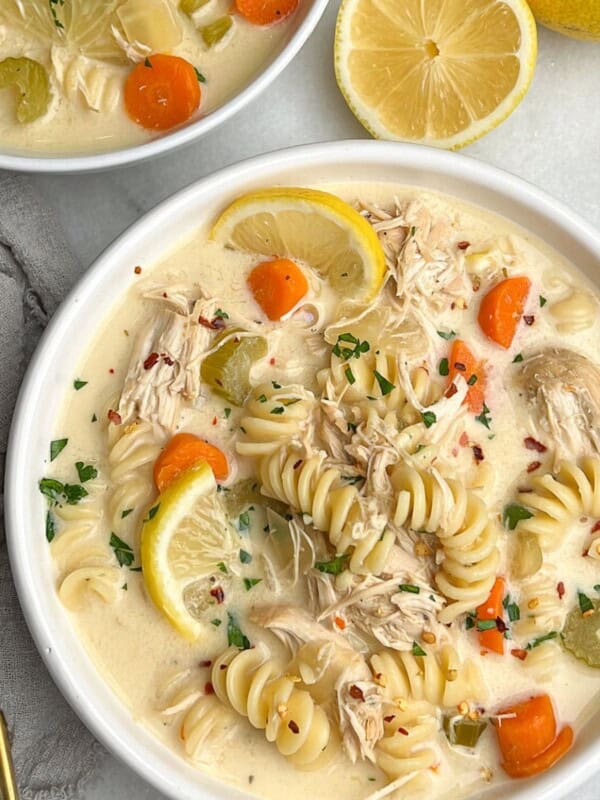 Featured image for creamy chicken noodle soup.