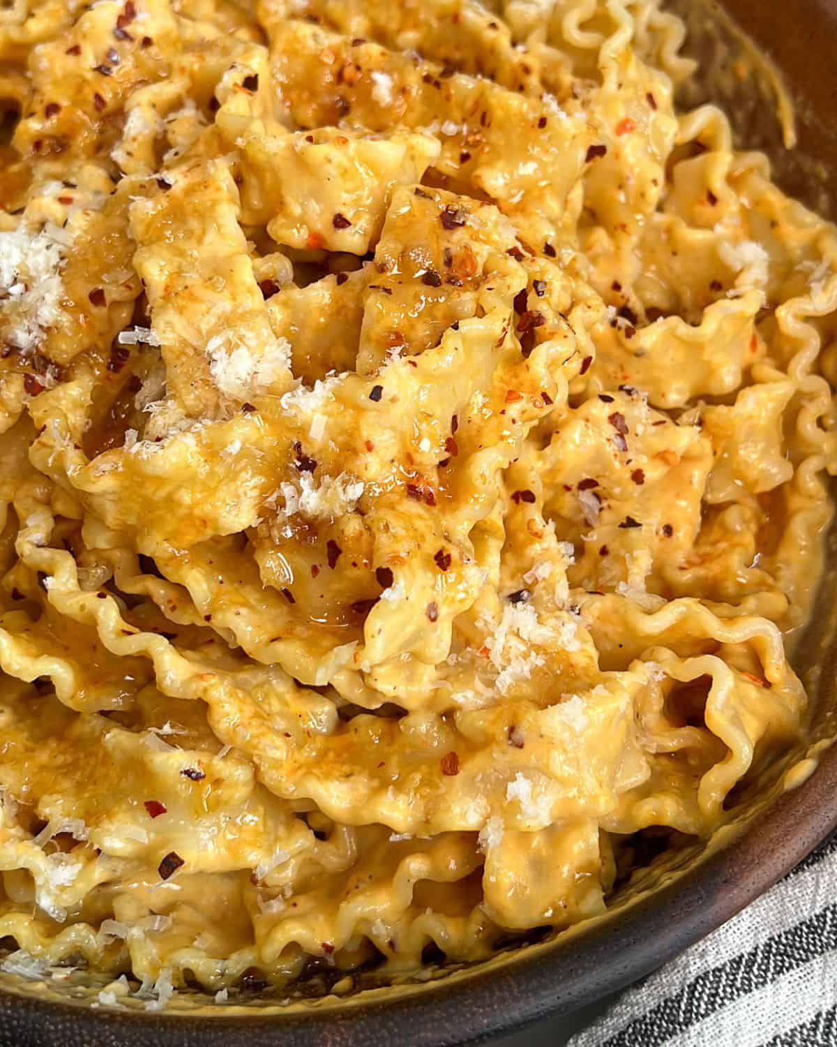 pumkpin alfredo in a bowl