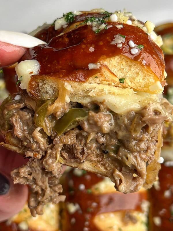 Featured image for Philly cheesesteak sliders.