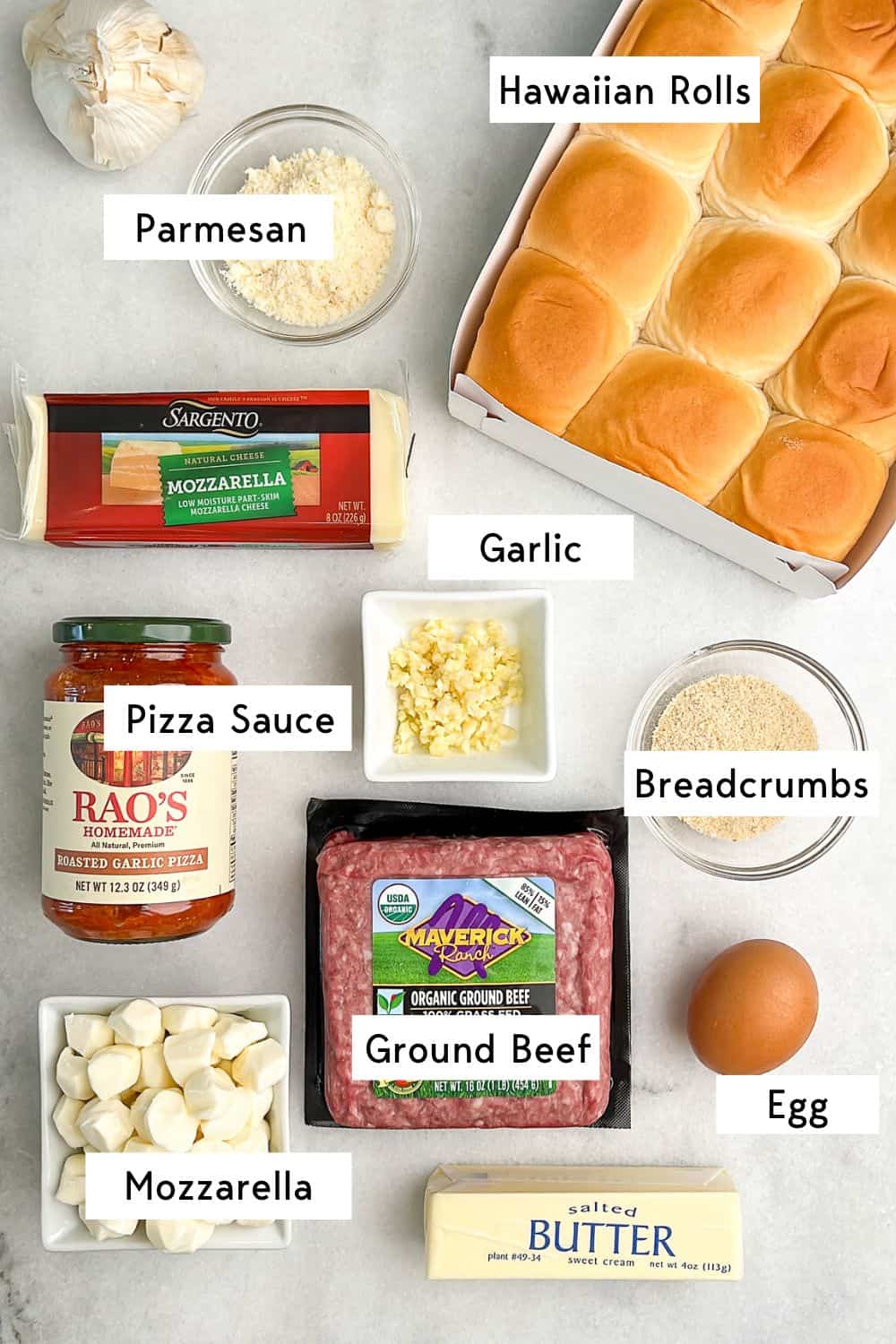 Ingredients measured out for hawaiian roll meatball sliders