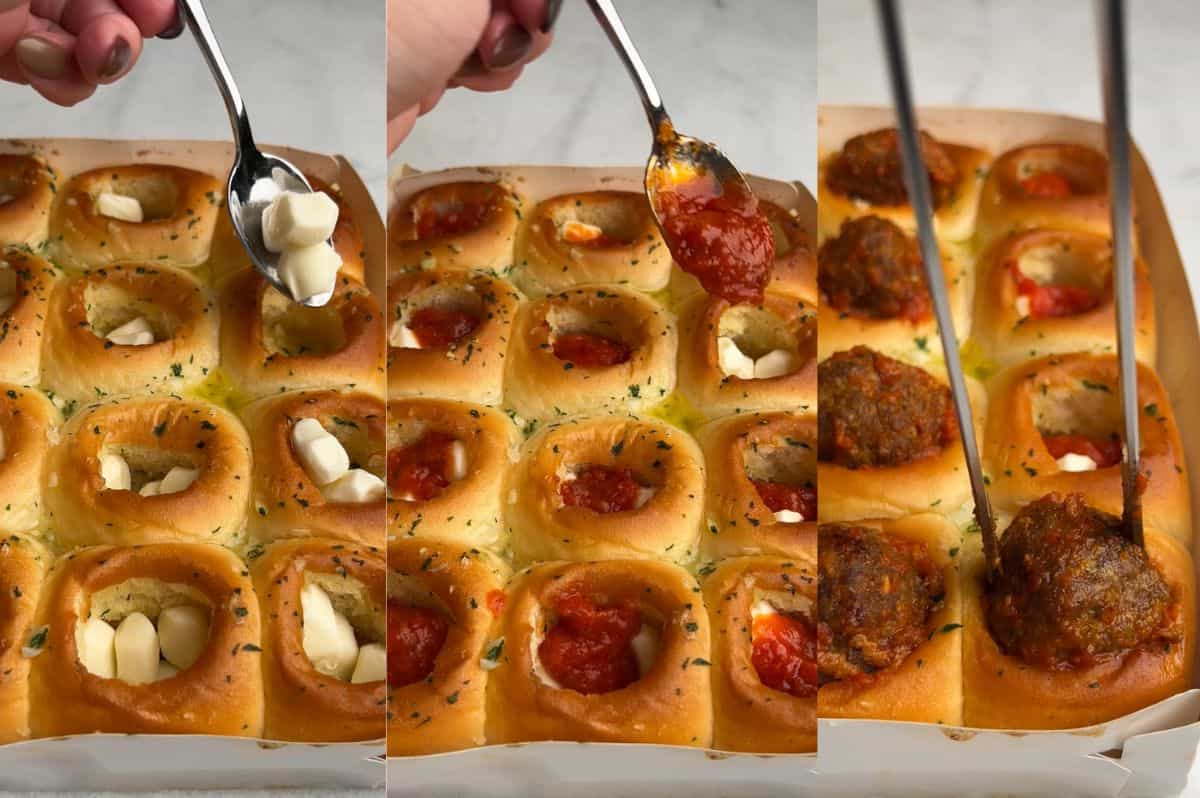Instructions for how to assemble Hawaiian Roll Meatball sliders