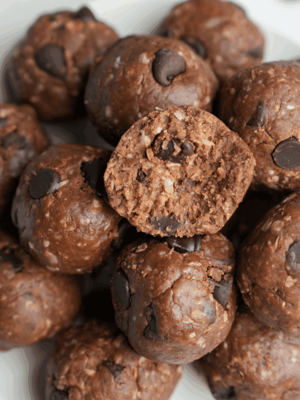 Featured image (option 1) for chocolate peanut butter protein balls recipe.