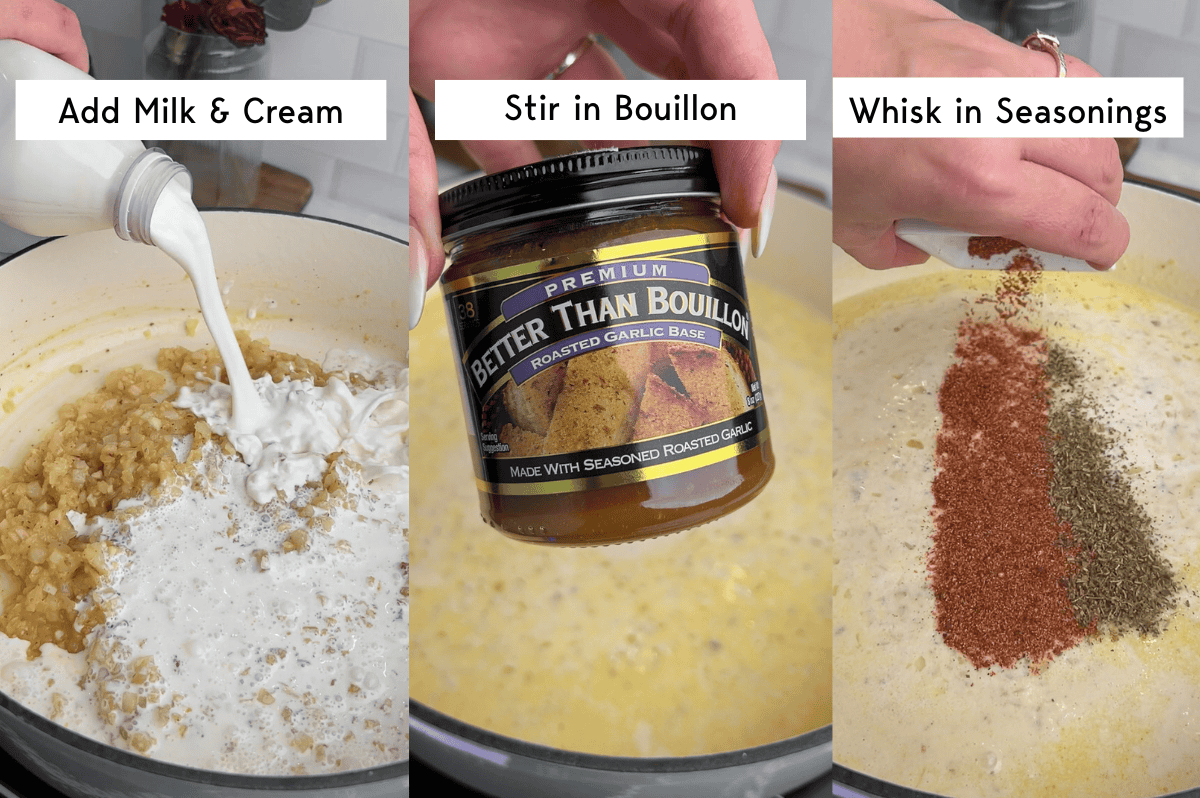 recipe steps for making the bechamel sauce