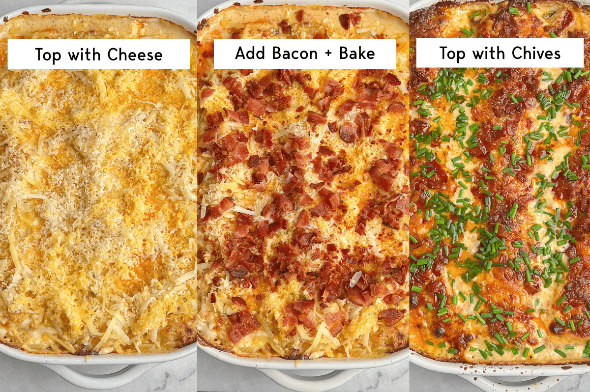 recipe steps for baking the cheesy bacon potatoes