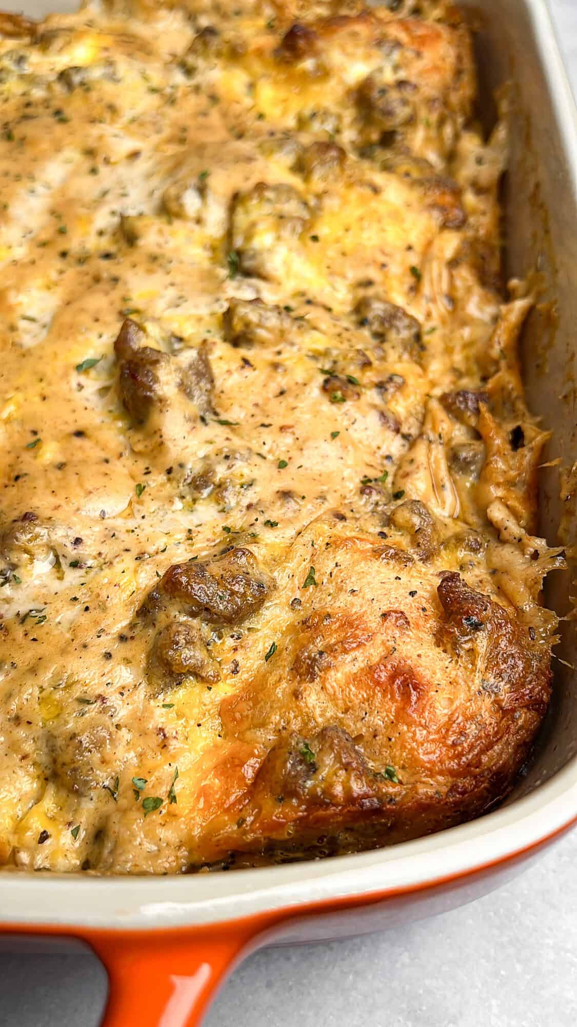 baked breakfast casserole fresh out of the oven