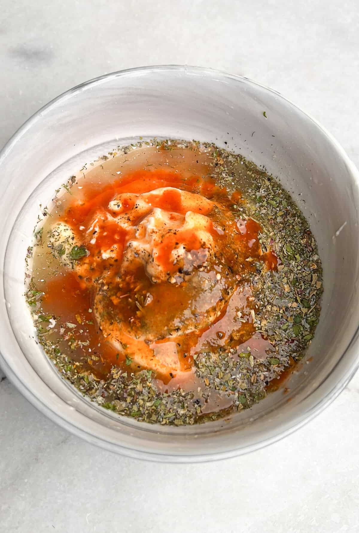 ingredients for the white sauce in a bowl