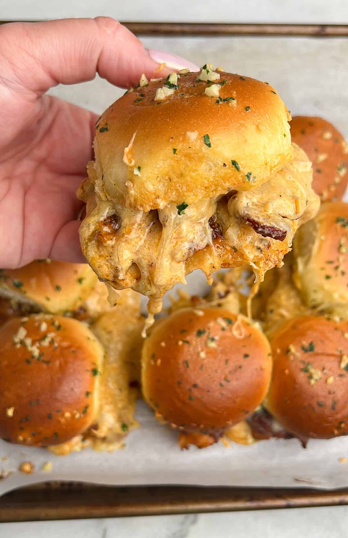 featured image for chicken alfredo sliders