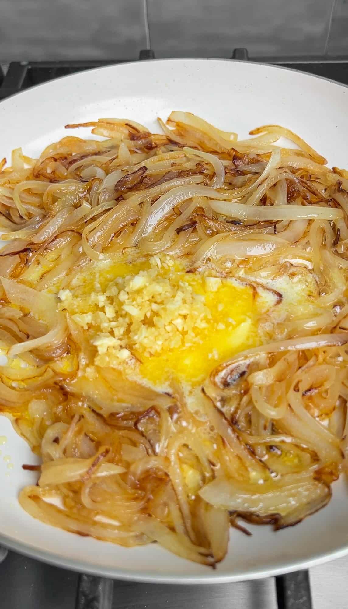 garlic and onions sautéing in butter