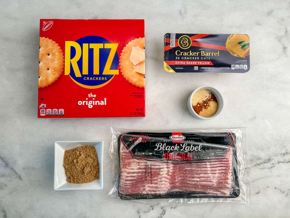 ingredients needed to make cheddar bacon crackers