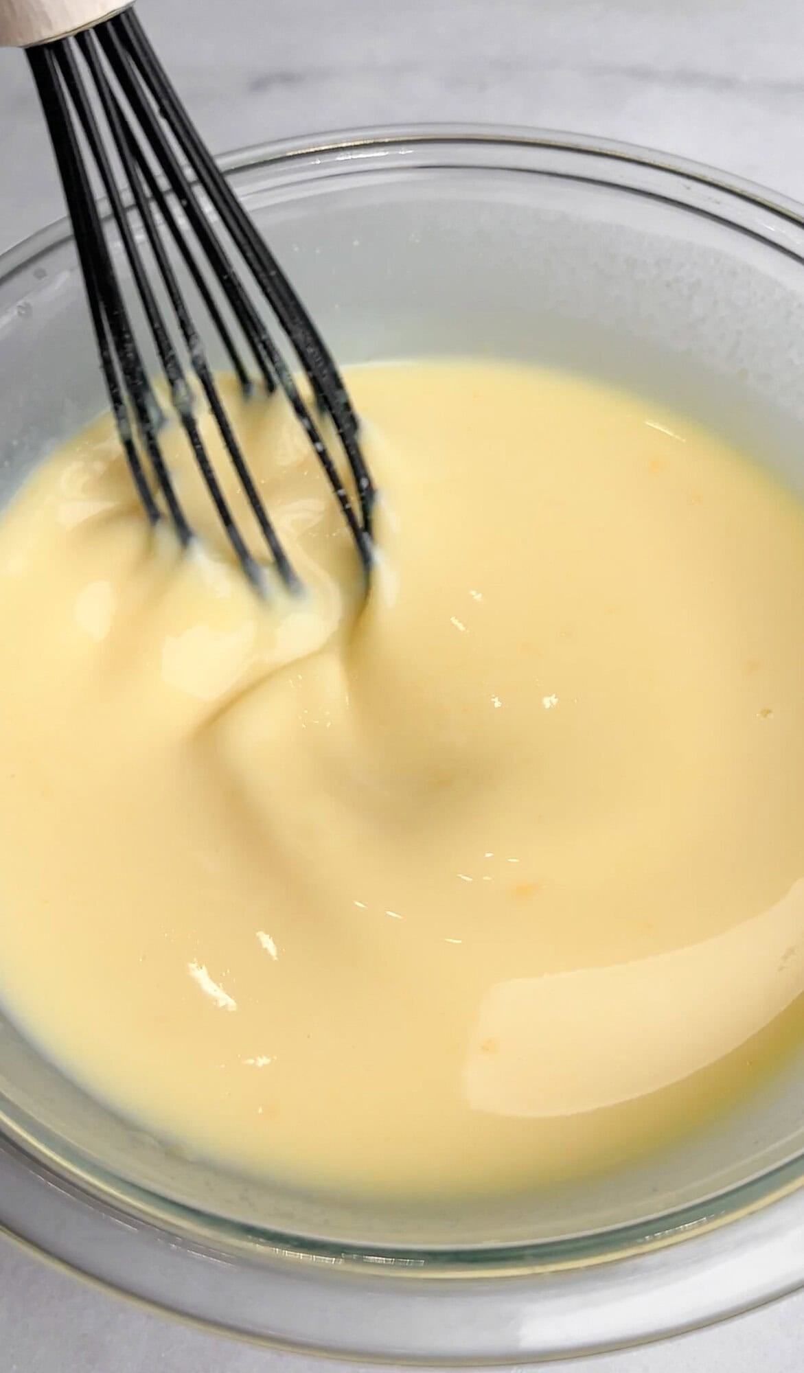 whisking the pudding mixture