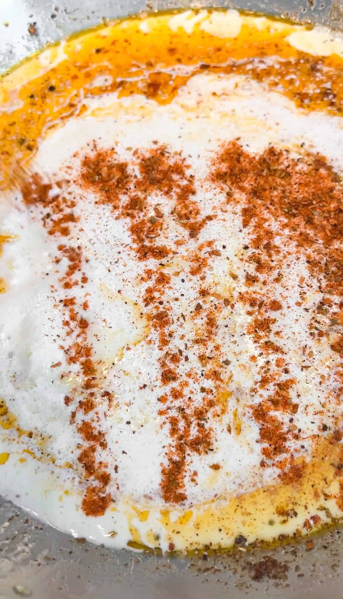 making the alfredo sauce