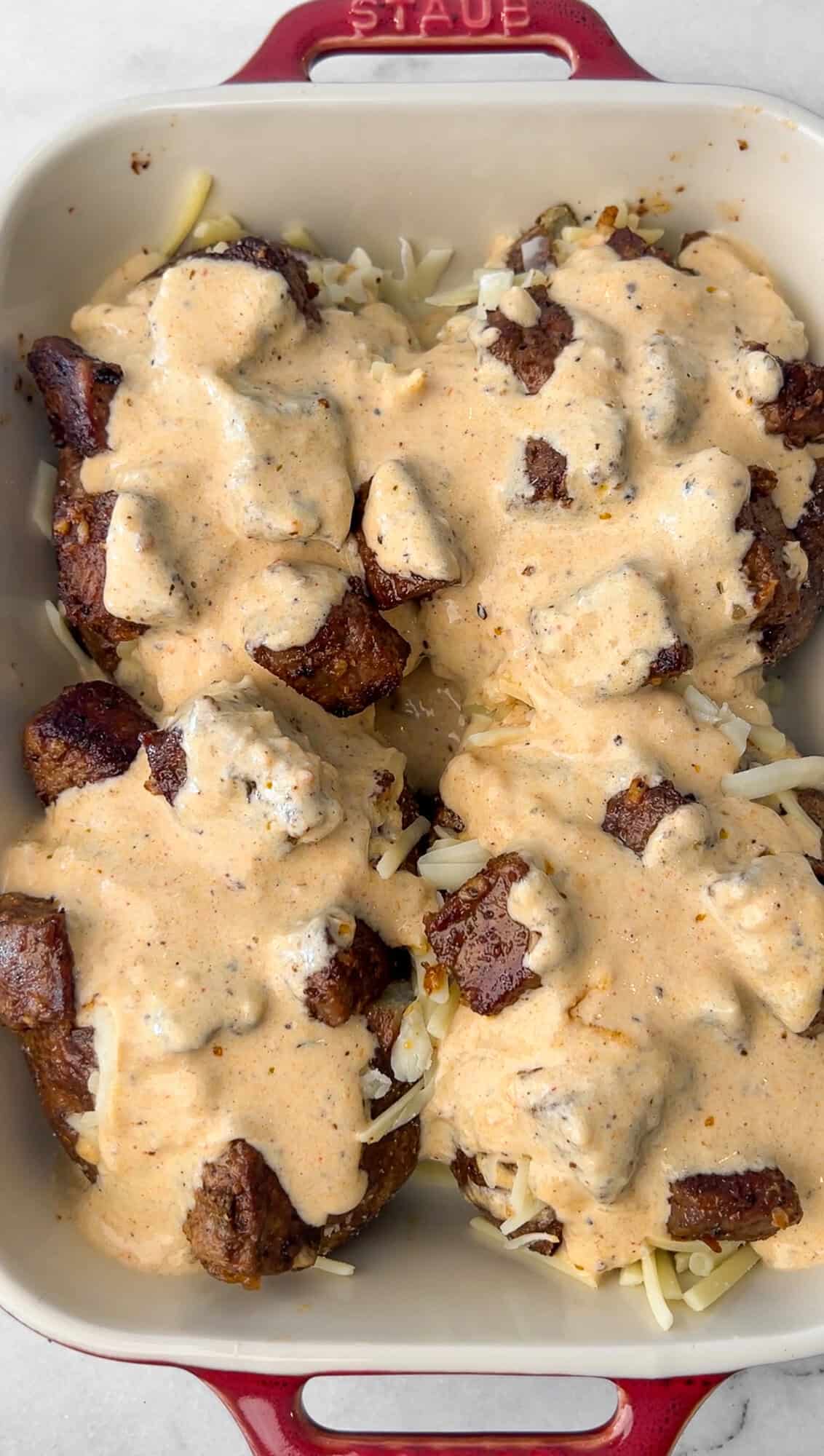 spoon over the alfredo sauce