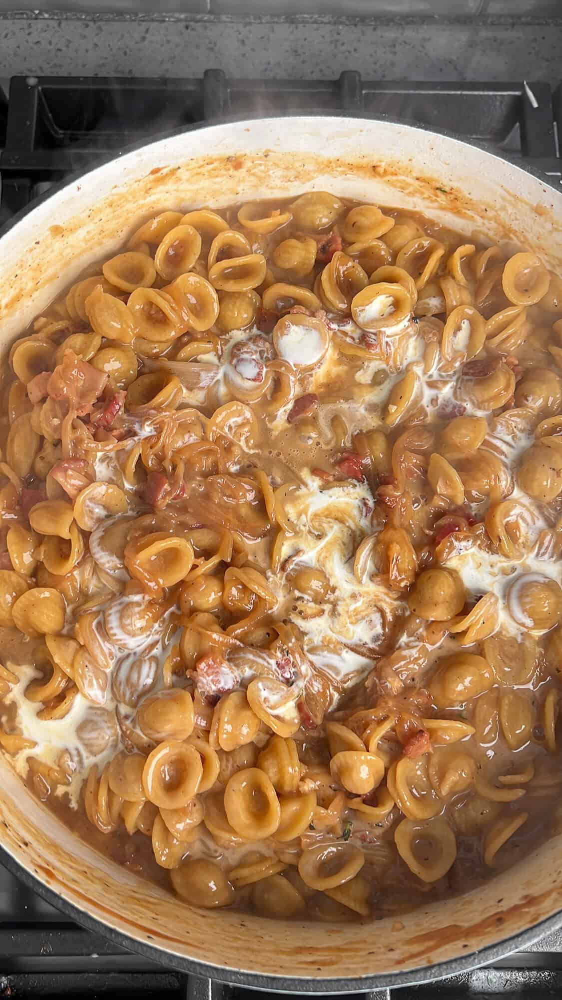 cream added to french onion pasta