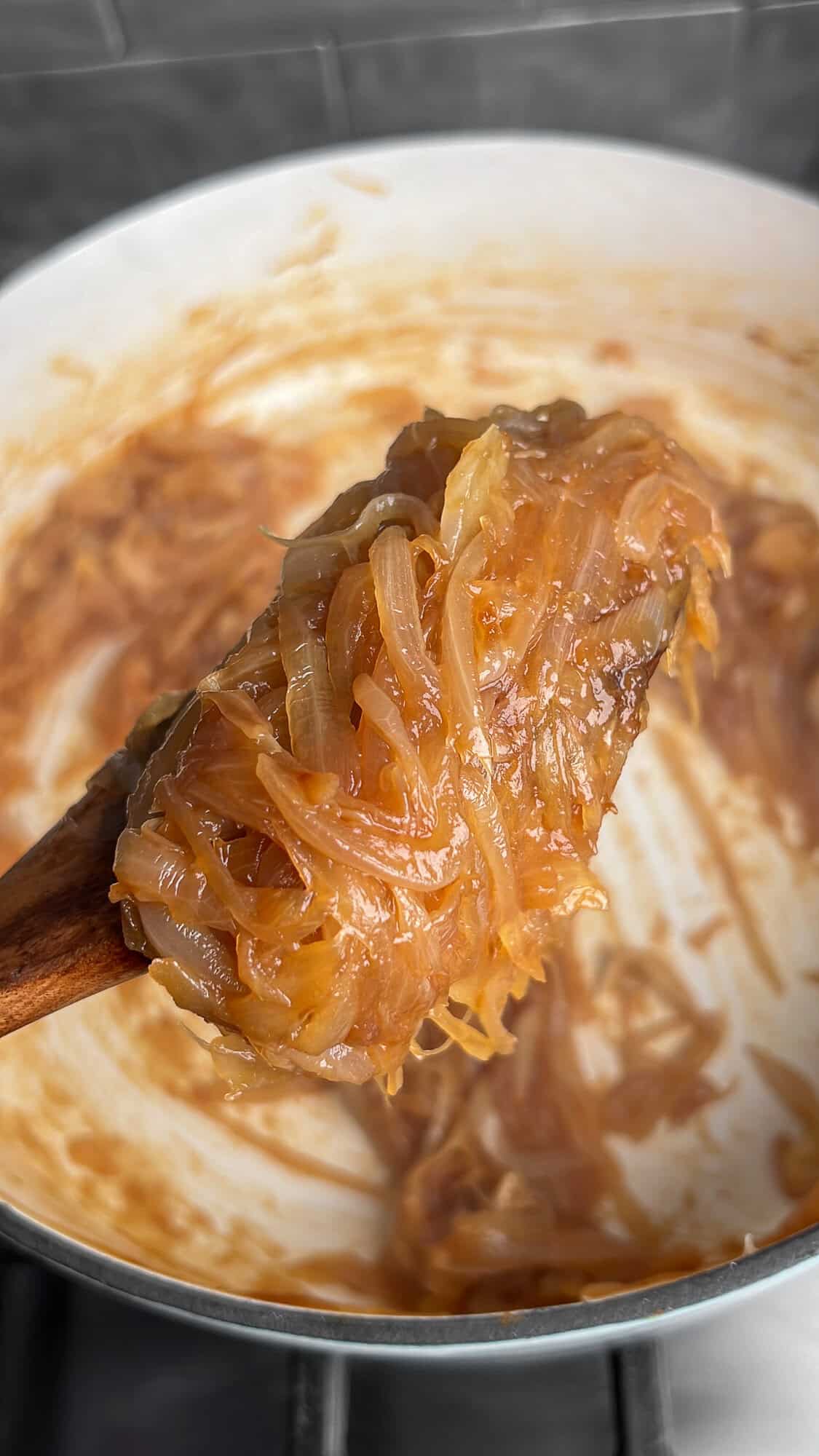 caramelized onions in a pan