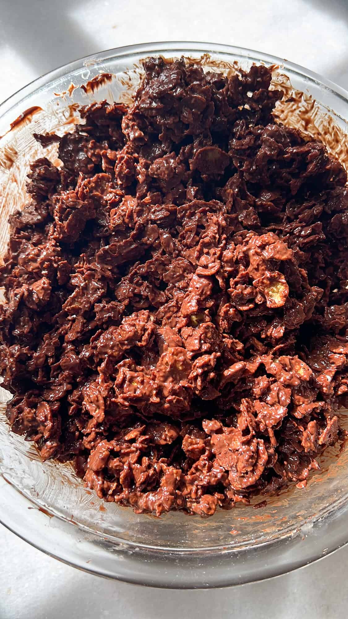 Chocolate cornflake topping in a bowl