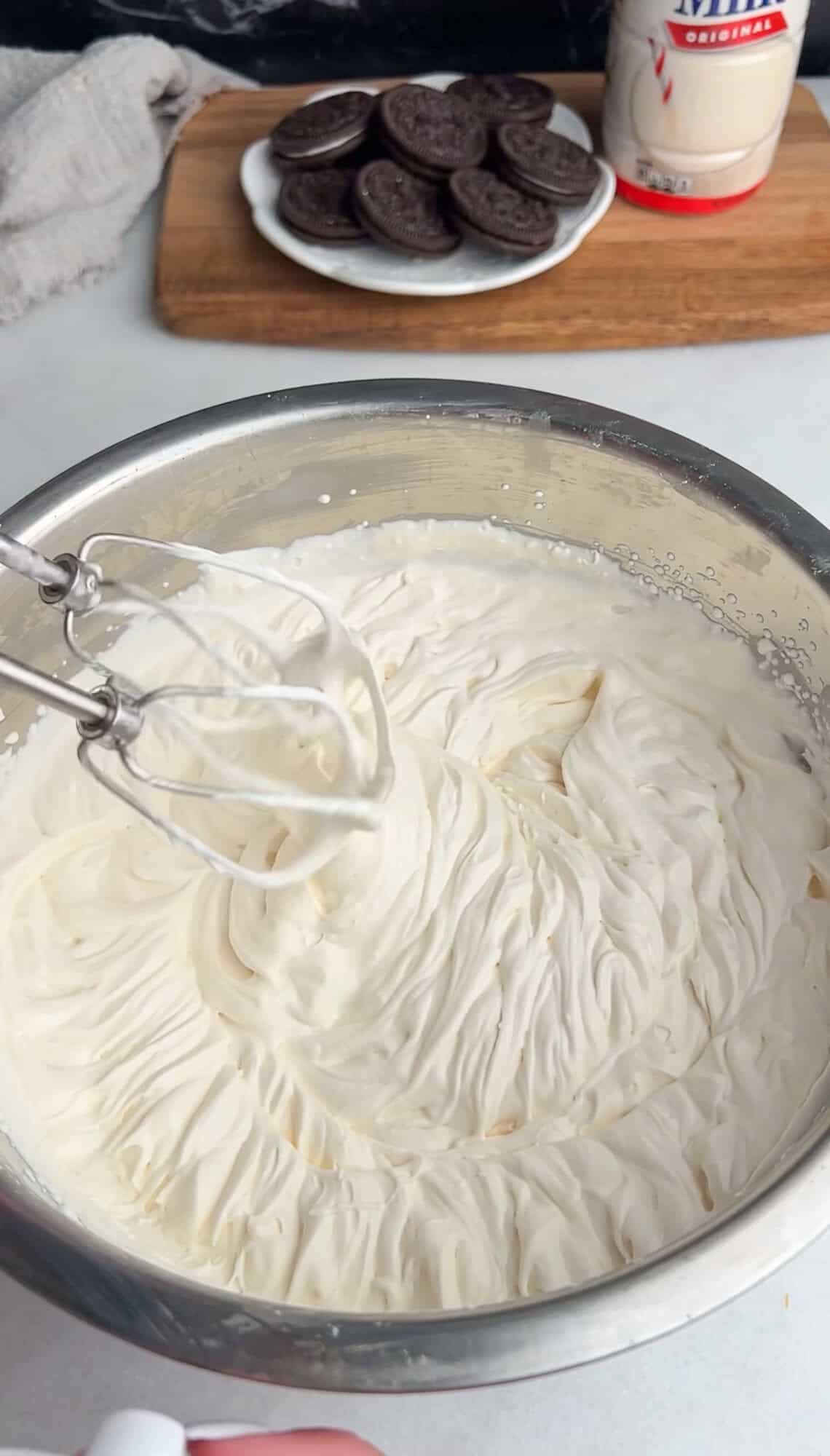 heavy cream whipped into stiff peaks