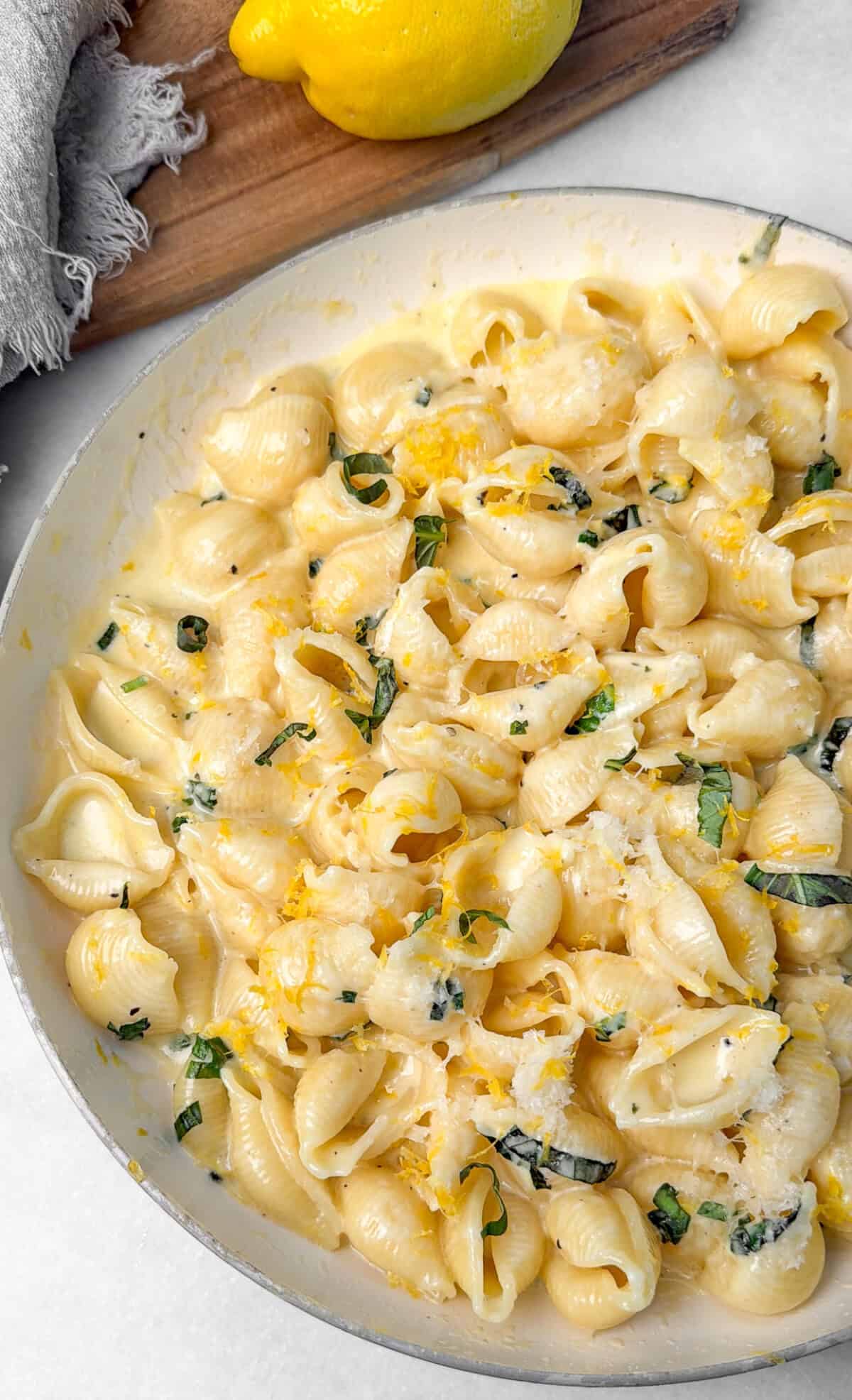 creamy lemon pasta with basil