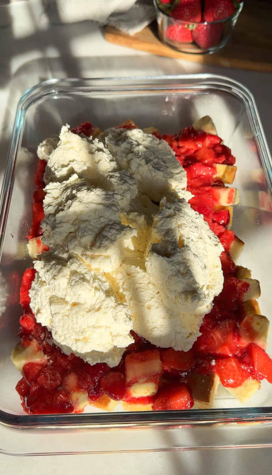 Cheesecake layer for strawberry shortcake cheesecake