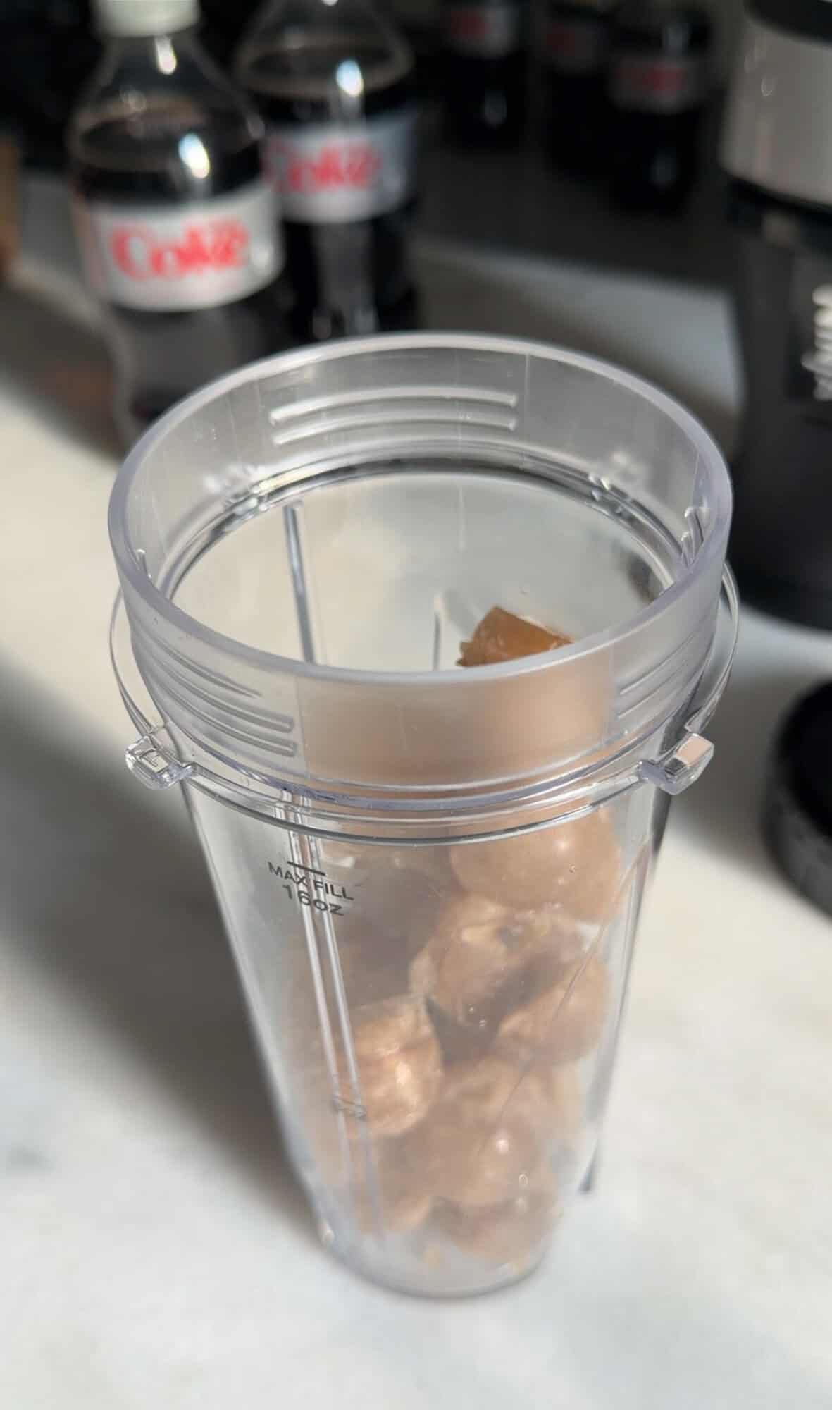 frozen diet coke cubes added to the blender