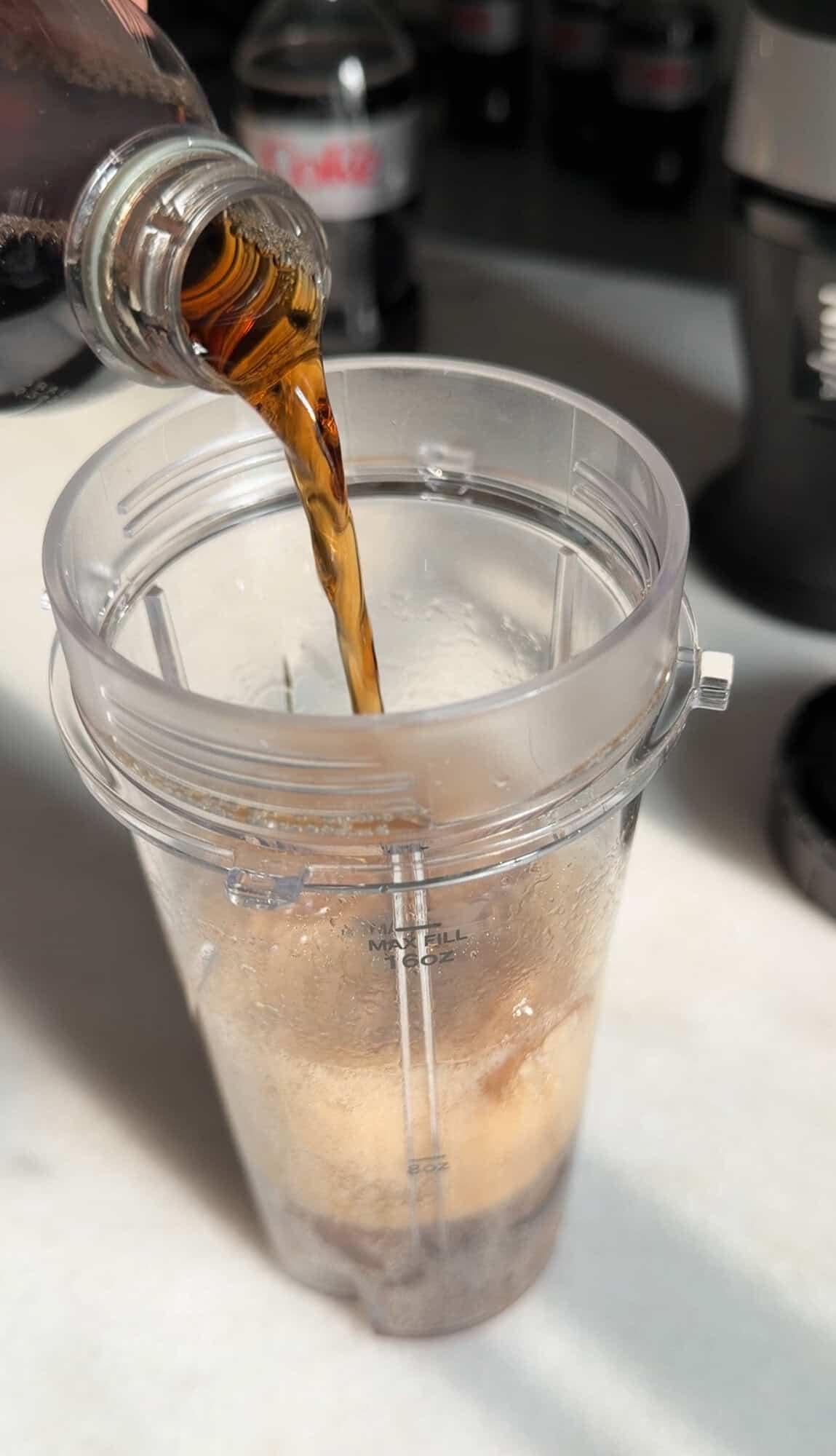 adding diet coke into whipped diet coke