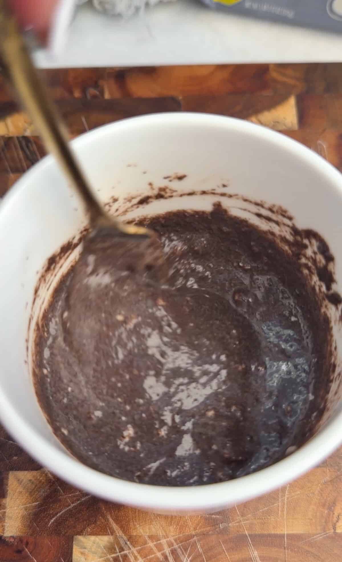 mixing mug cake batter
