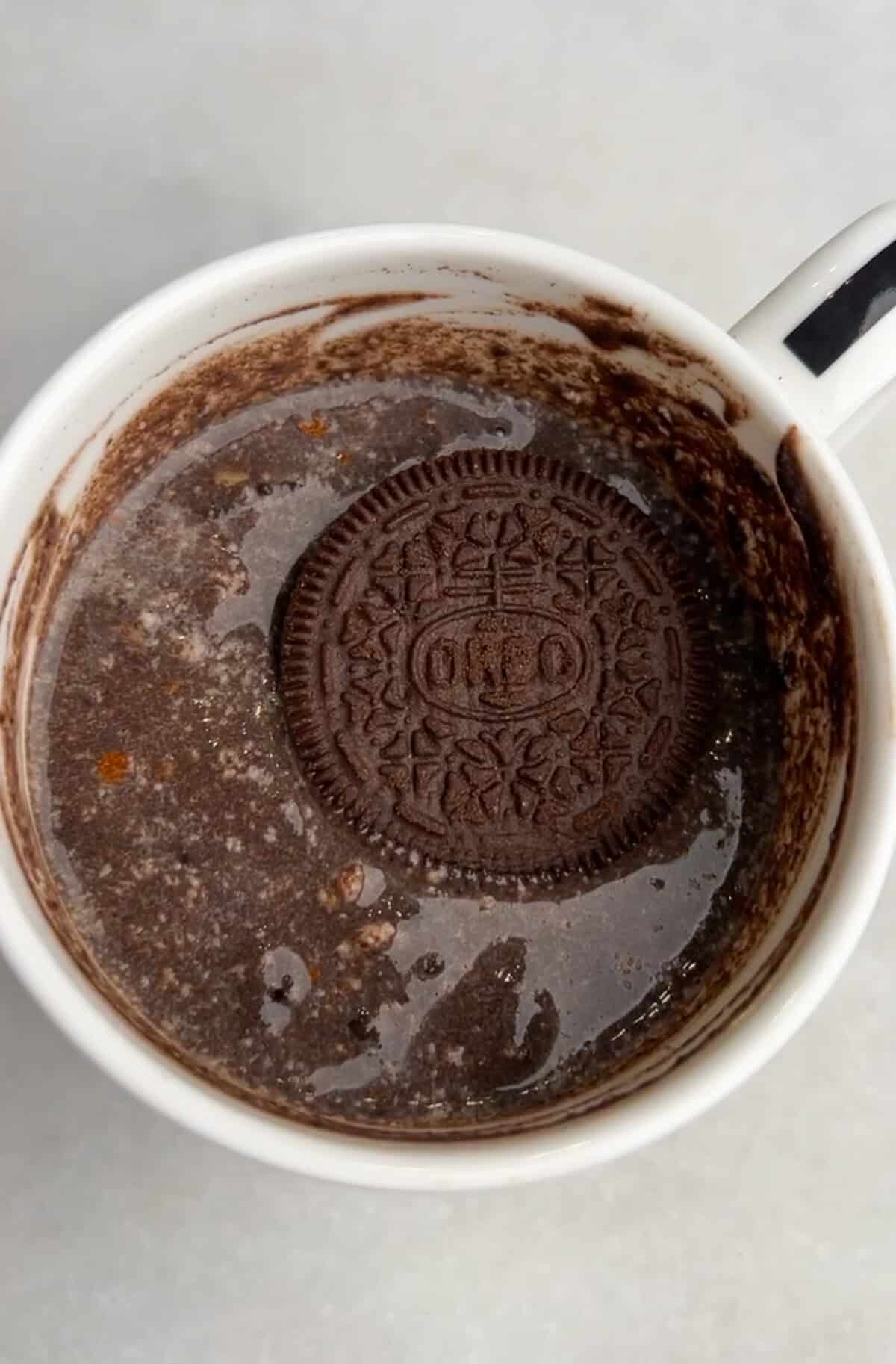 making an oreo mug cake