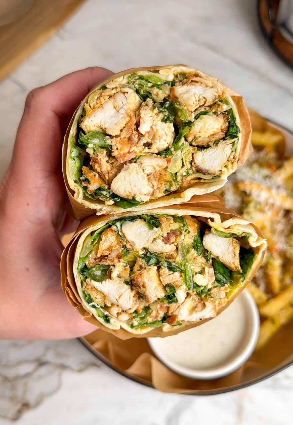 up close chicken caesar wrap