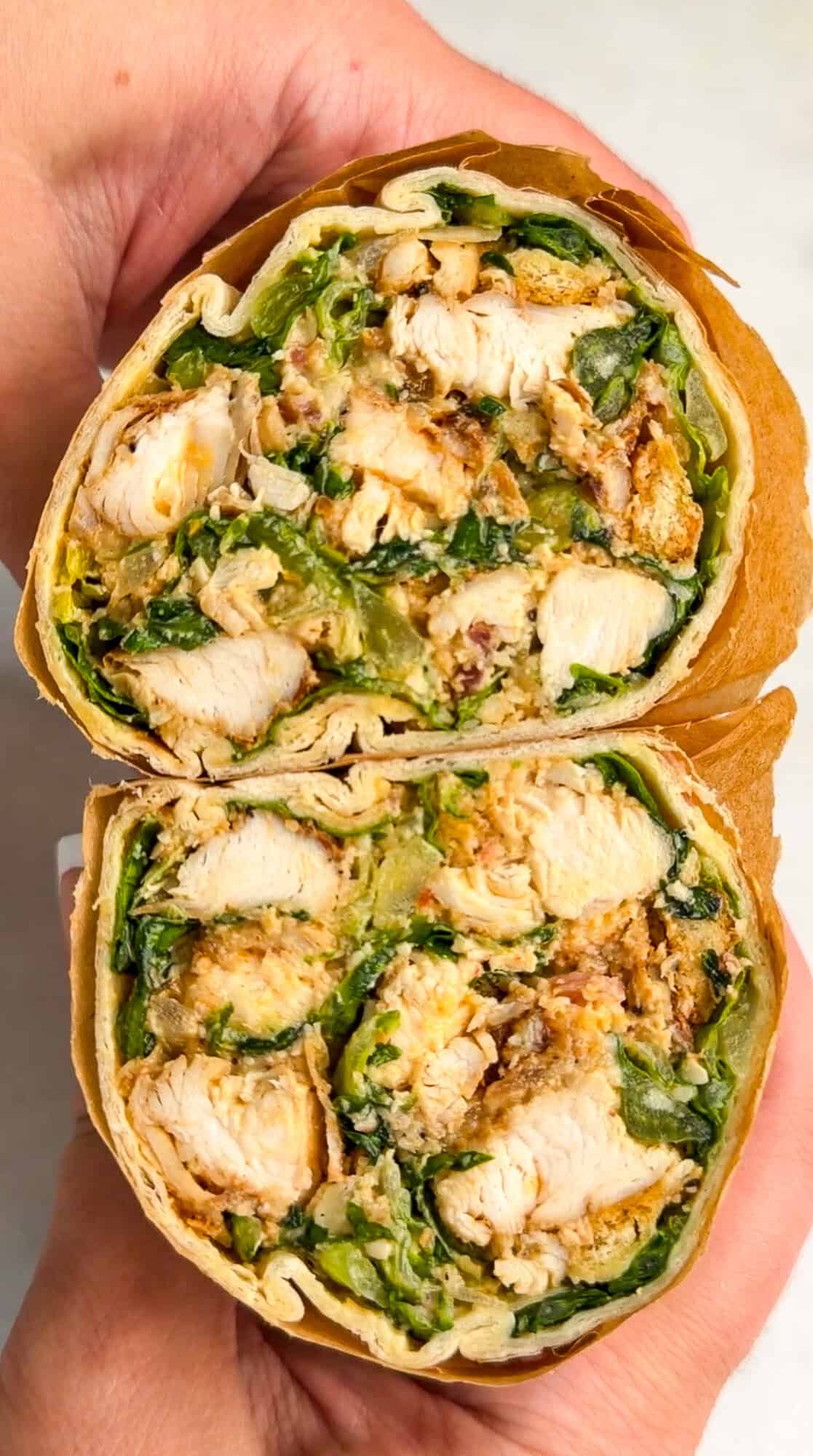 up-close blackened chicken caesar wrap