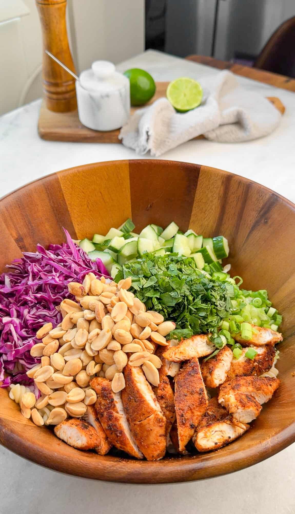 recipe steps for making chili oil pasta salad