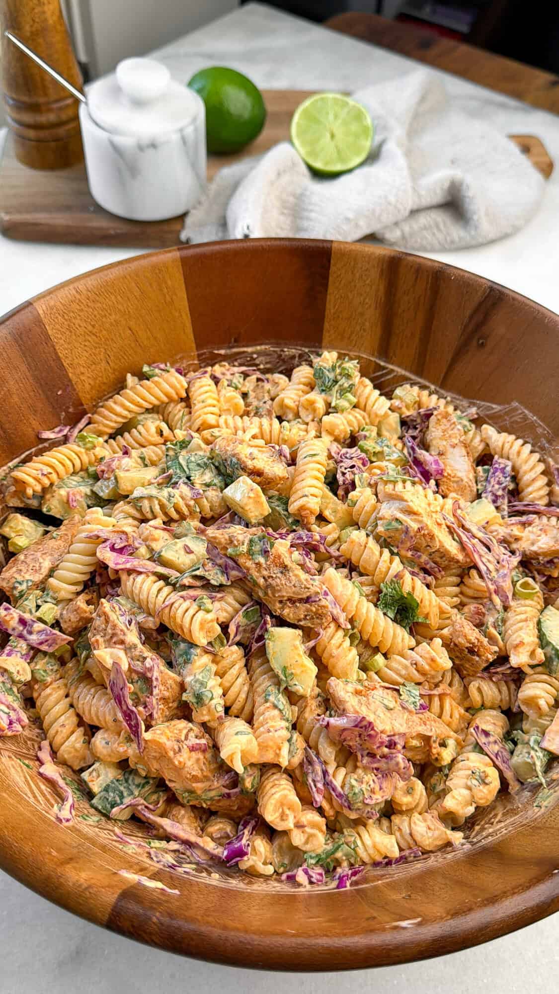 recipe steps for making chili oil pasta salad