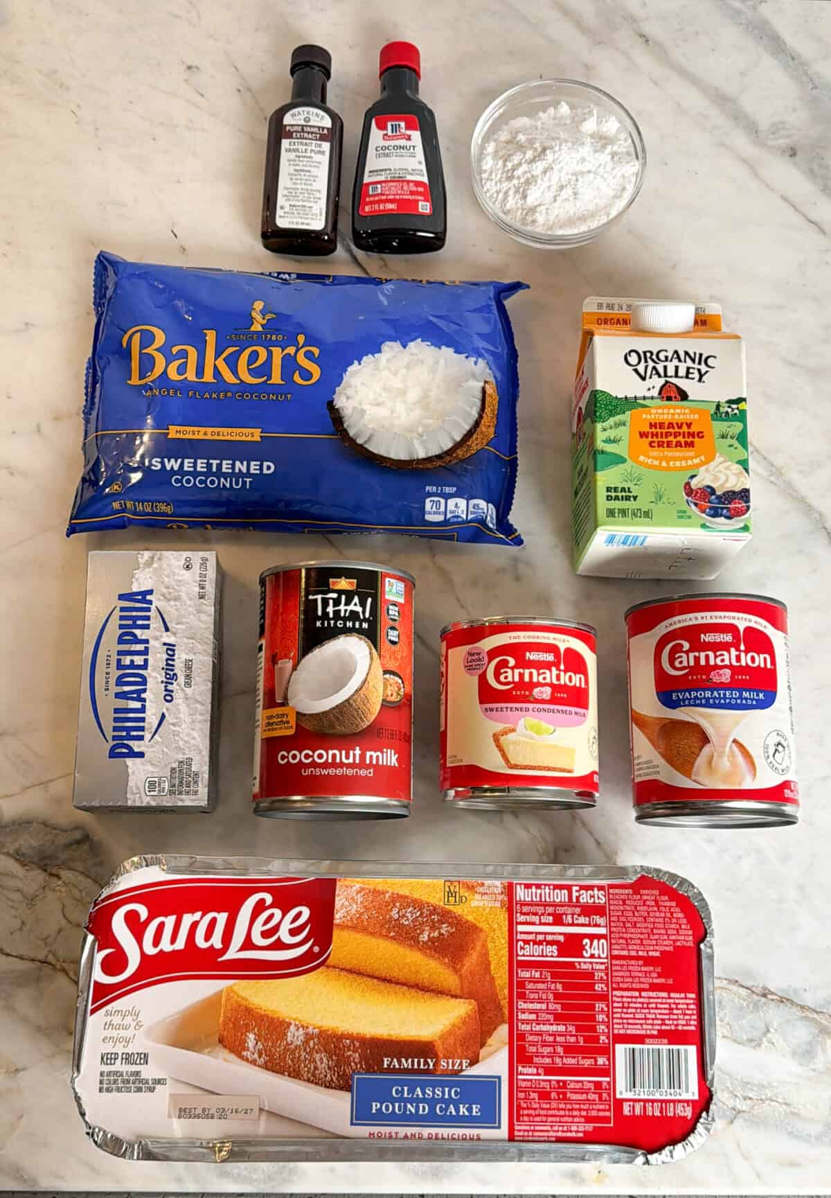 ingredients needed for an easy coconut cake