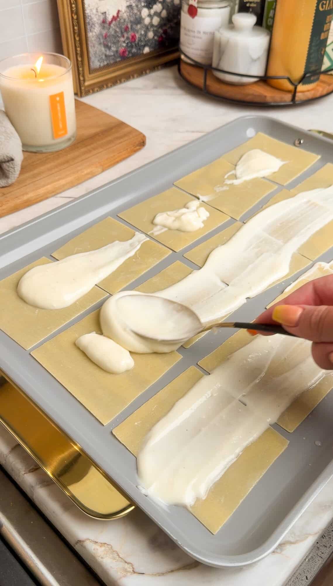 building first layer sheet pan lasagna