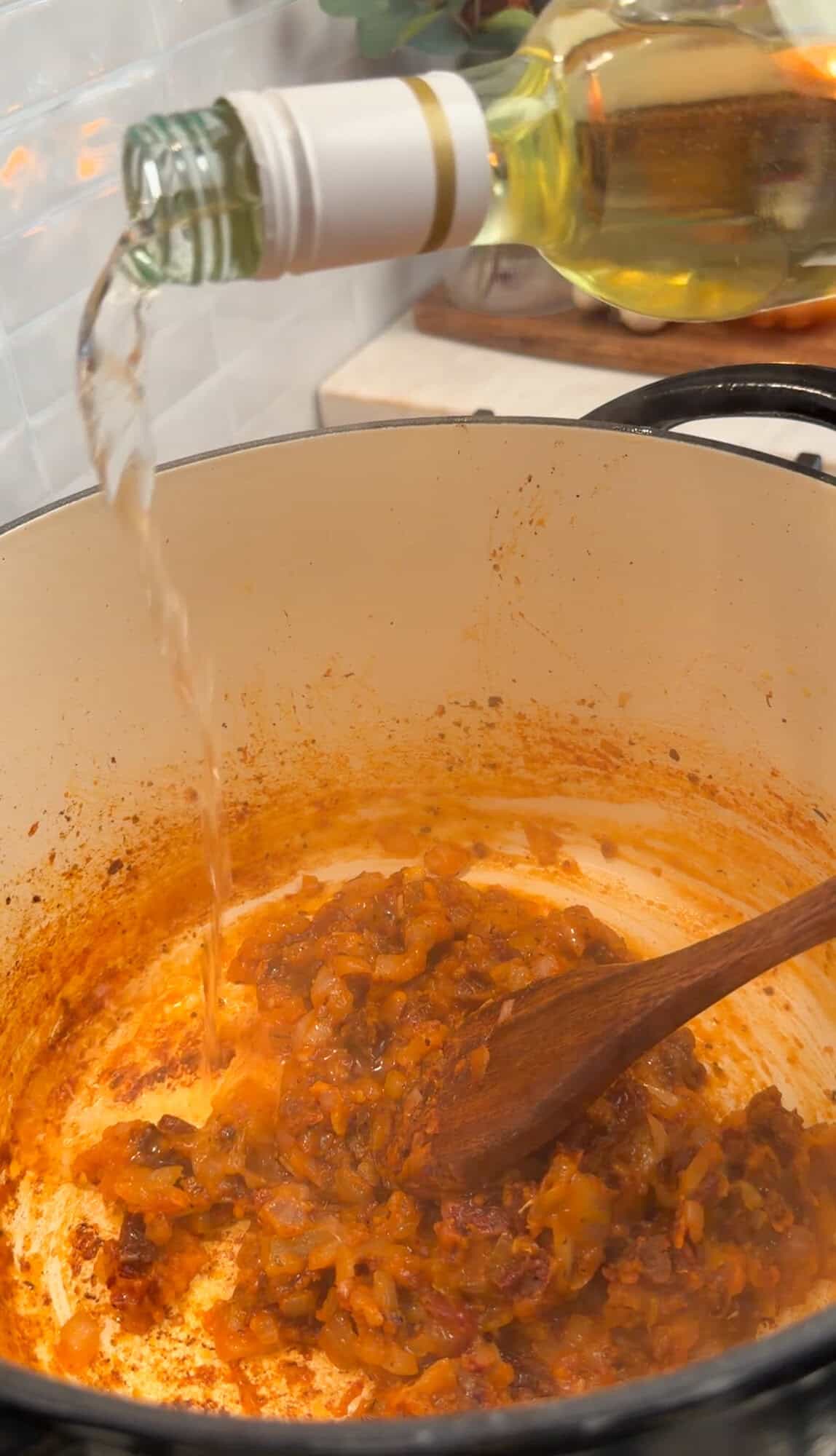 deglazing the pan for sausage gnocchi soup