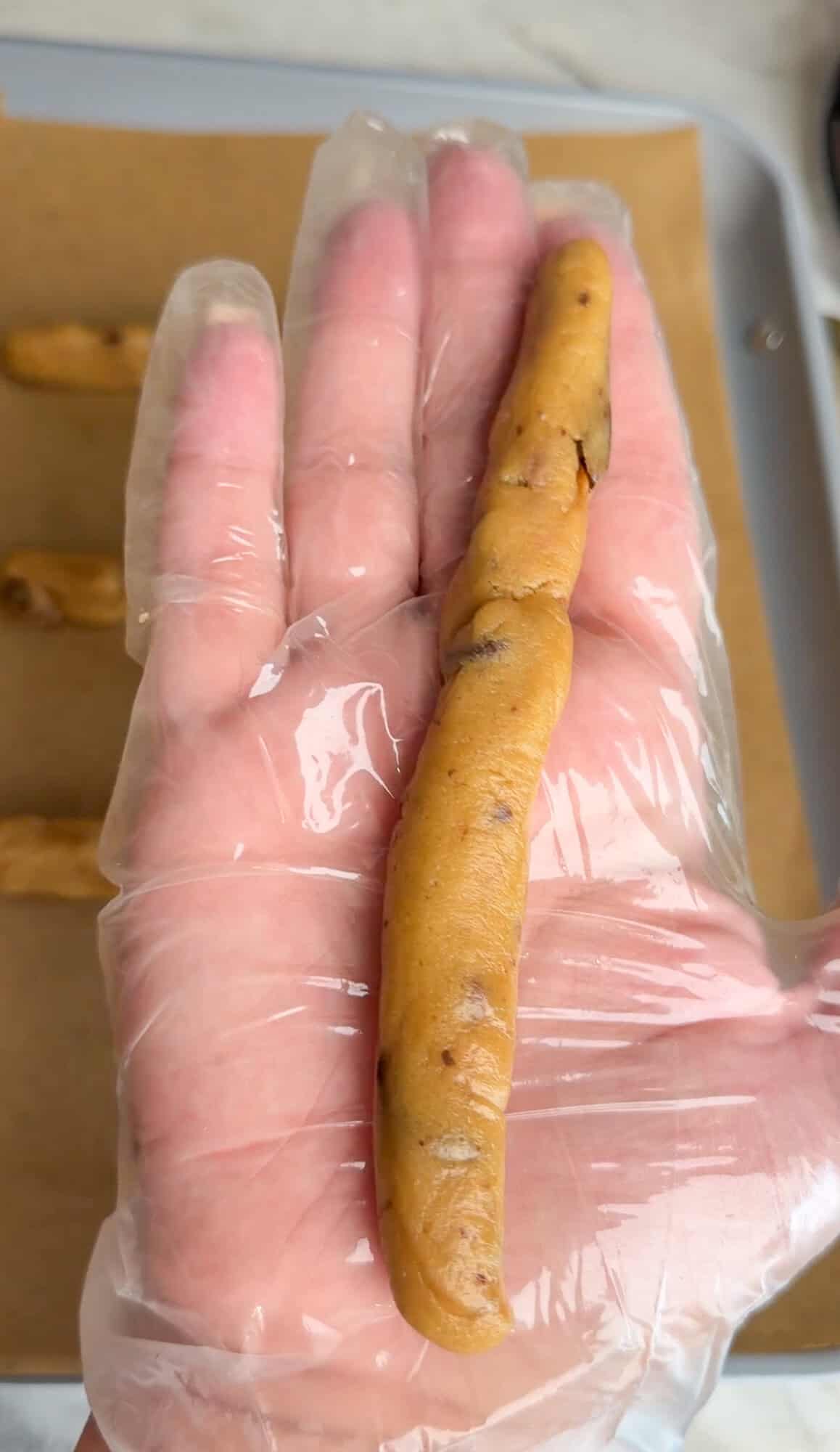 shaping the dough for cookie fries