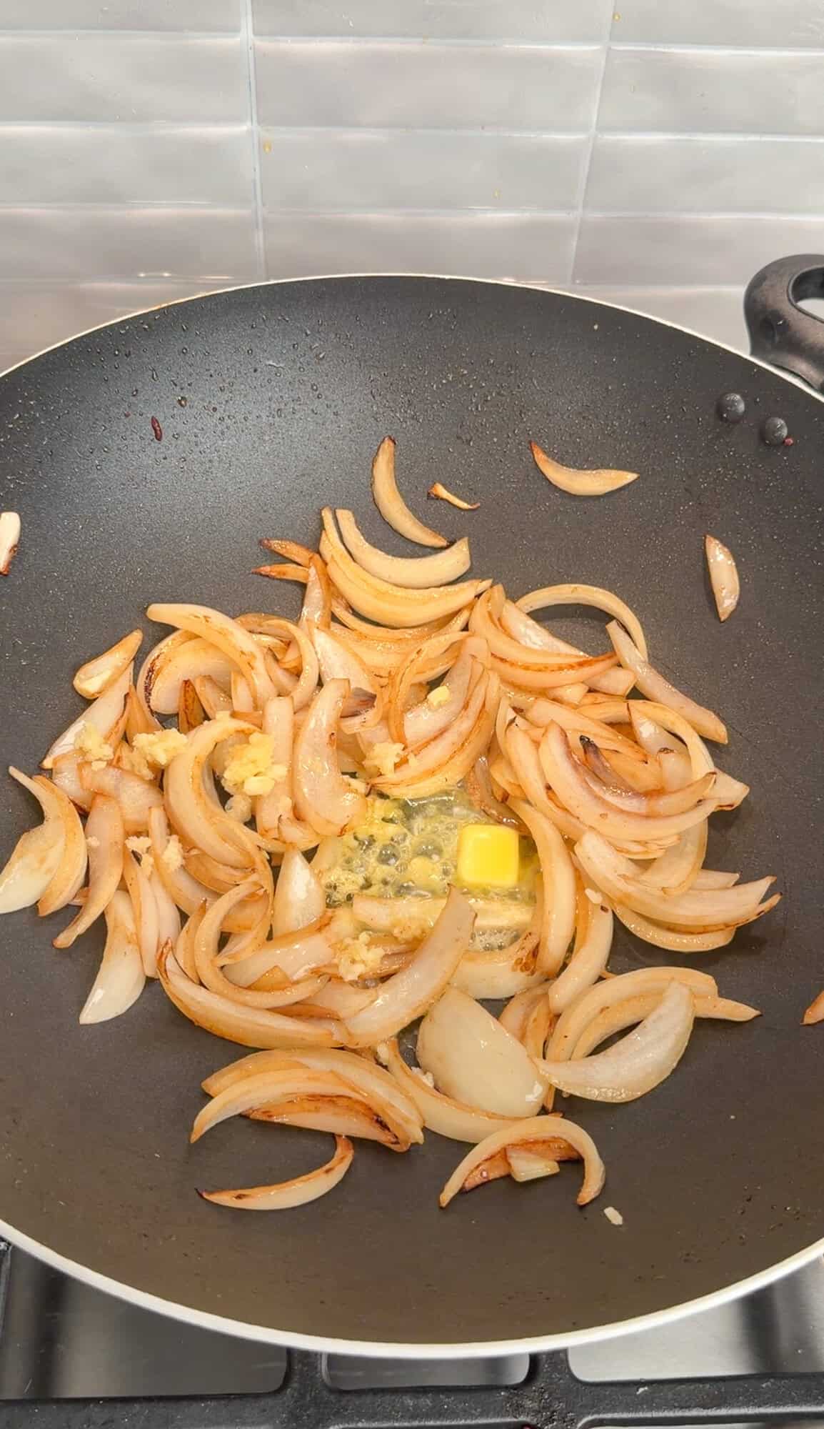 sautéing veggies for dirty cabbage