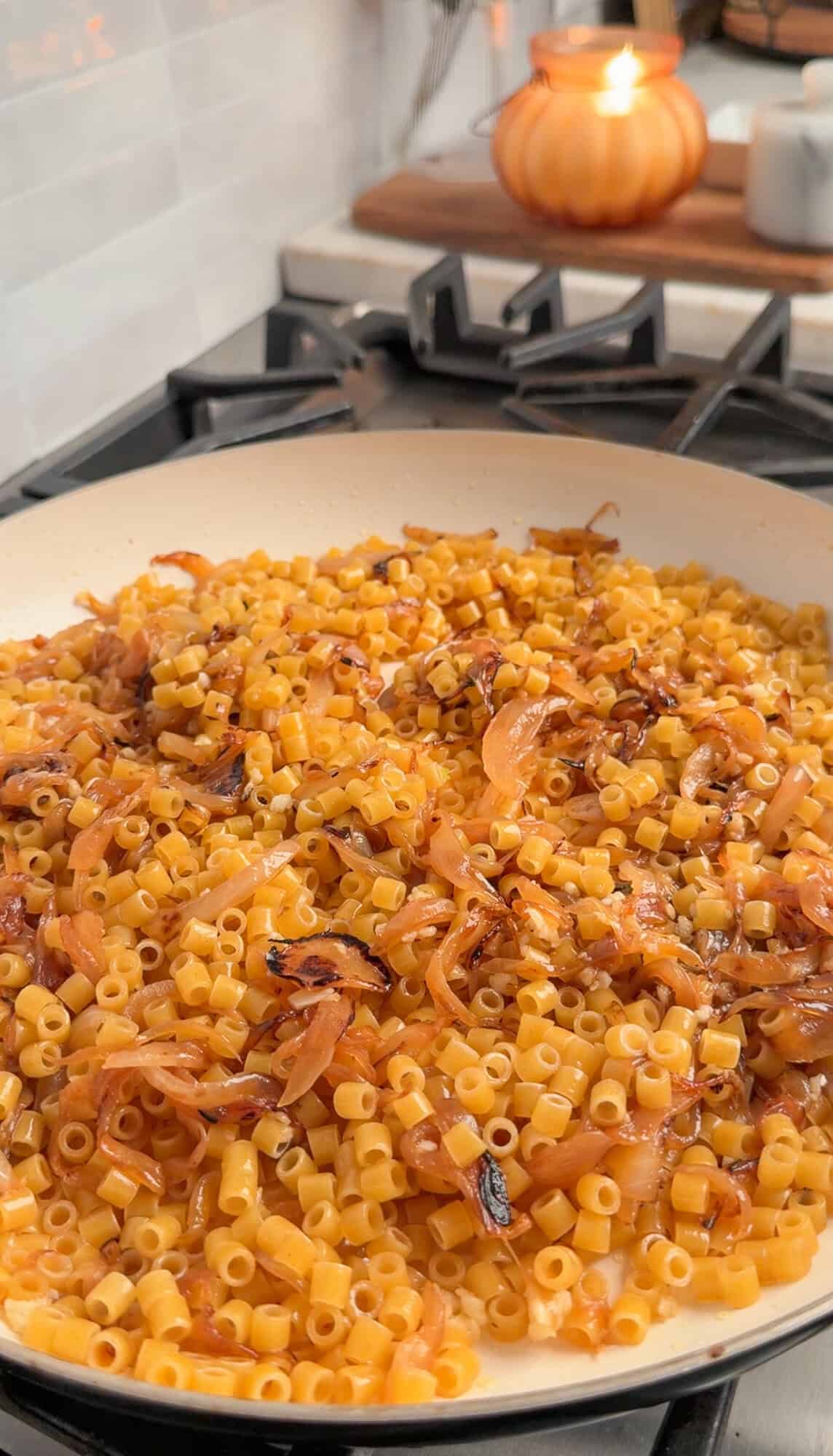 adding ditalini to french onion mac and cheese