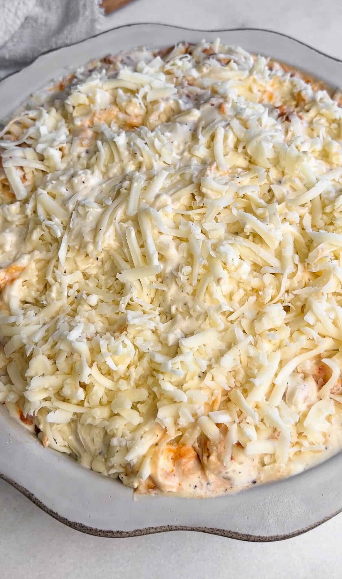 assembling mashed potato lasagna