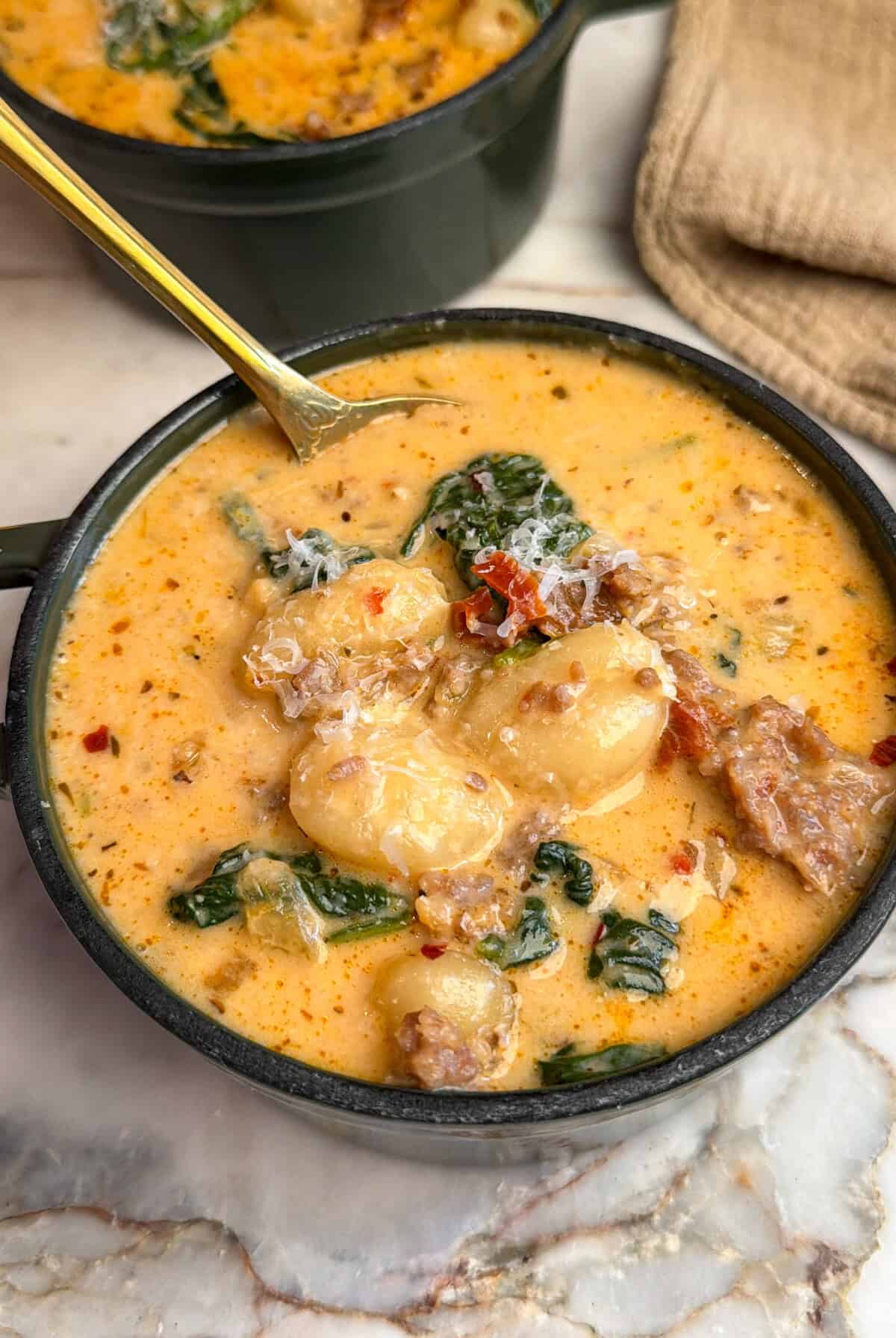sausage gnocchi soup with sun-dried tomatoes