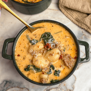 sausage gnocchi soup with sun-dried tomatoes